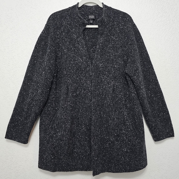Eileen Fisher Sweaters - Eileen Fisher Lambswool Angora Silk Blend Sweater Coat Charcoal Size XL